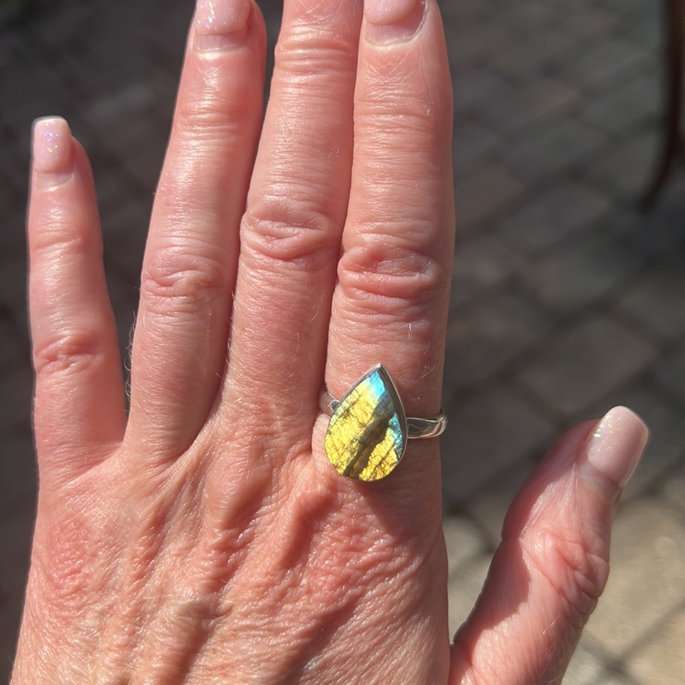 RAW ROUGH LABRADORITE 925 STERLING SILVER RING, SIZE 9.5 - Picture 7 of 8